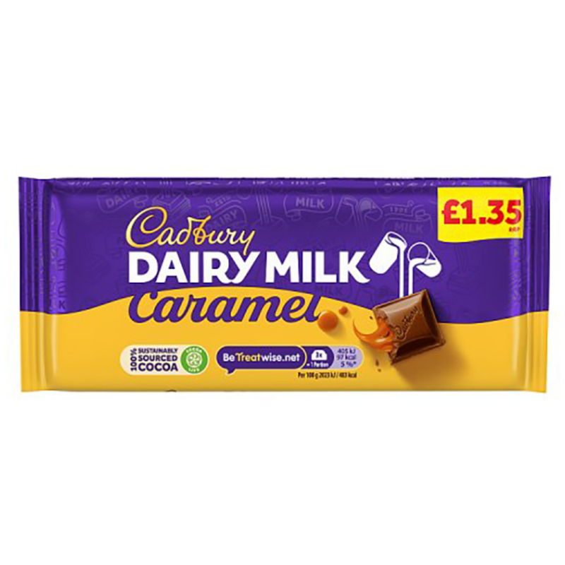 Cadbury Dairy Milk Caramel Chocolate Bar 120g PMP £1.50 - 16 Count