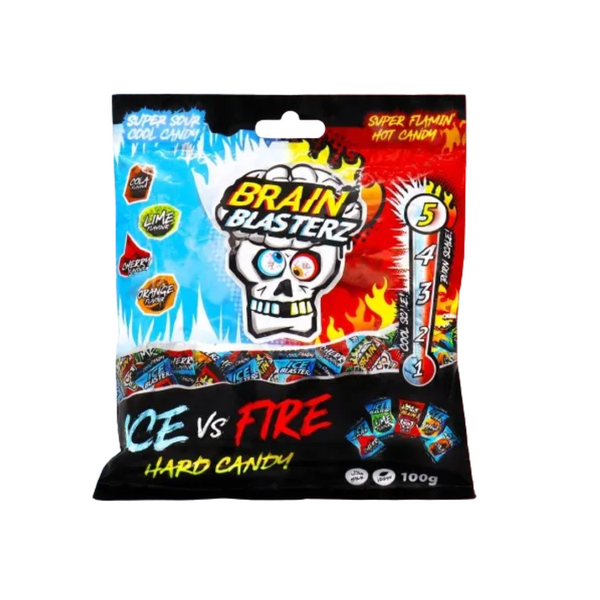 Brain Blasterz Fire & Ice Hard Candy 100g Bags - 12 Count