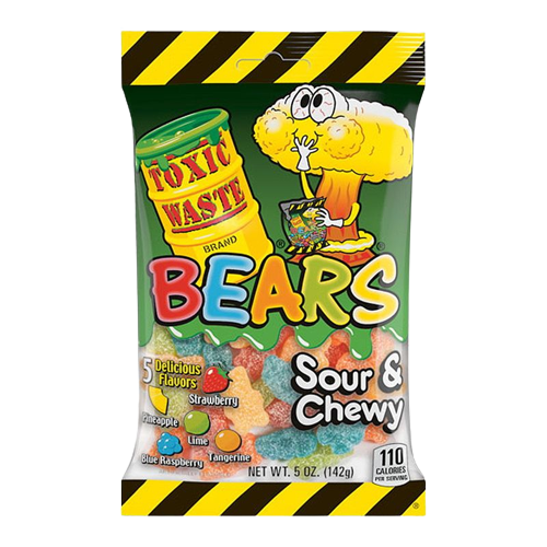 Toxic Waste Sour Gummy Bears Bag 142g - 12 Count