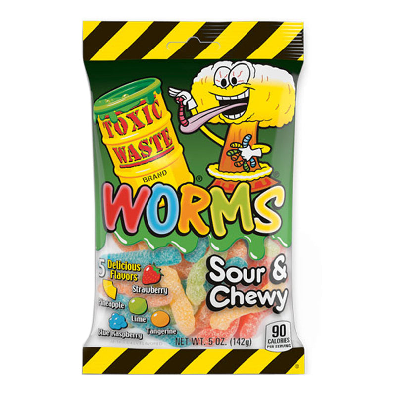 Toxic Waste Sour Gummy Worms Bag 142g - 12 Count