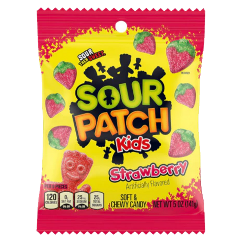 Sour Patch Kids Strawberry Peg Bag 102g - 12 Count