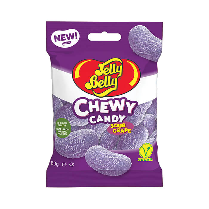 Jelly Belly Grape Vegan Chewy Candy Sours - 12 Count