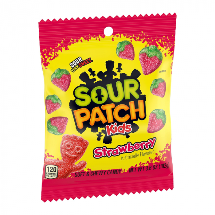 Sour Patch Kids Strawberry Peg Bag 102g - 12 Count