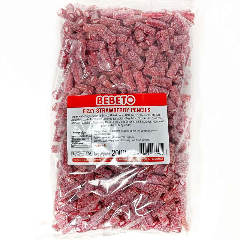 Bebeto Halal Fizzy Strawberry Pencils - 2kg