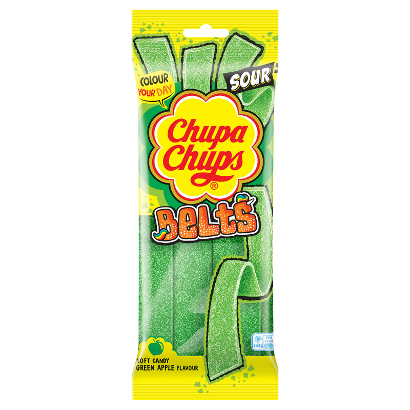 Chupa Chups Sour Apple Belts 90g - 18 Count