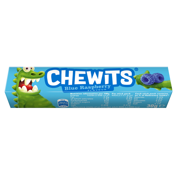 Chewits Blue Raspberry Flavour Stick Pack 30g - 40 Count