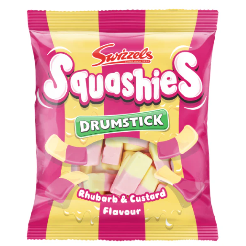 Swizzels Rhubarb & Custard Drumstick Squashies 120g - 12 Count