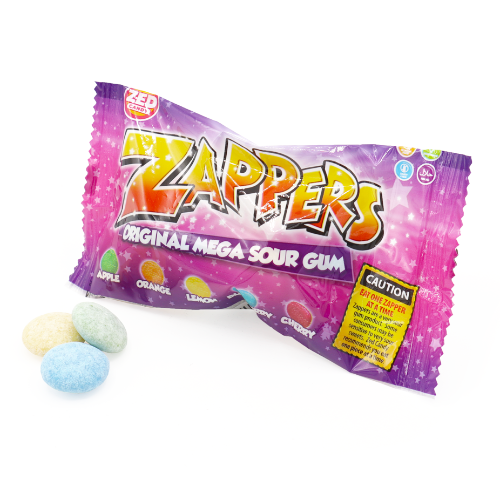 Zed Candy Zappers Original Mega Sour Gum 50g - 24 Count